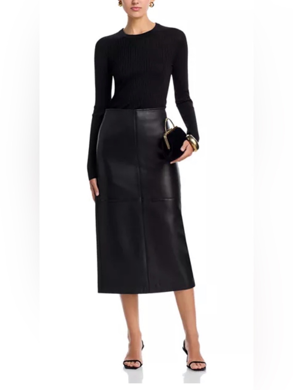 A.L.C. Marta Leather Midi Skirt 100% Lambskin size 6